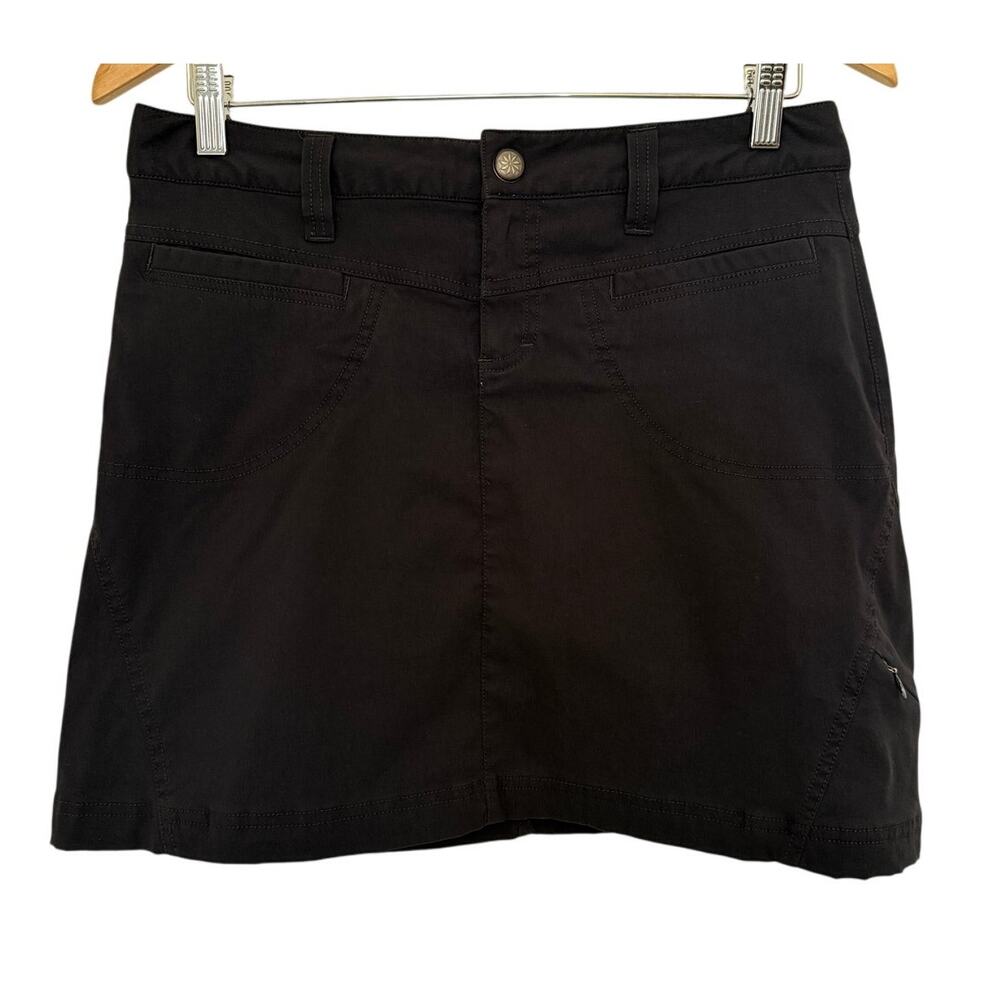 Athleta Cargo Black Skort Mini w/ Drawstring Pockets Athleisure Hike Walk- 4